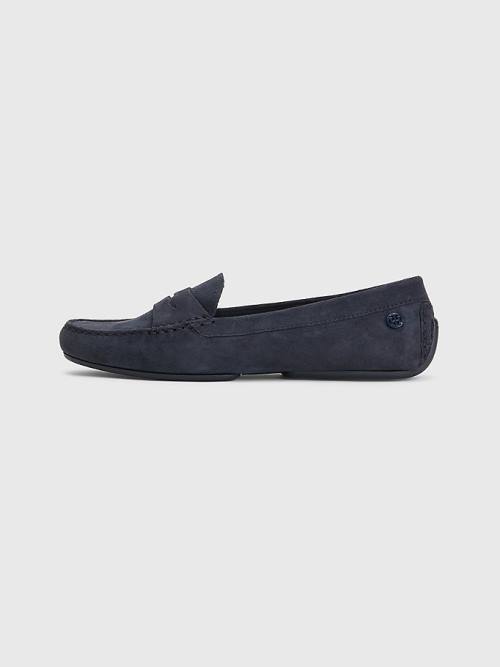 Tommy Hilfiger Essential Velúr Moccasins Loafer Cipő Női Kék | TH305AHB