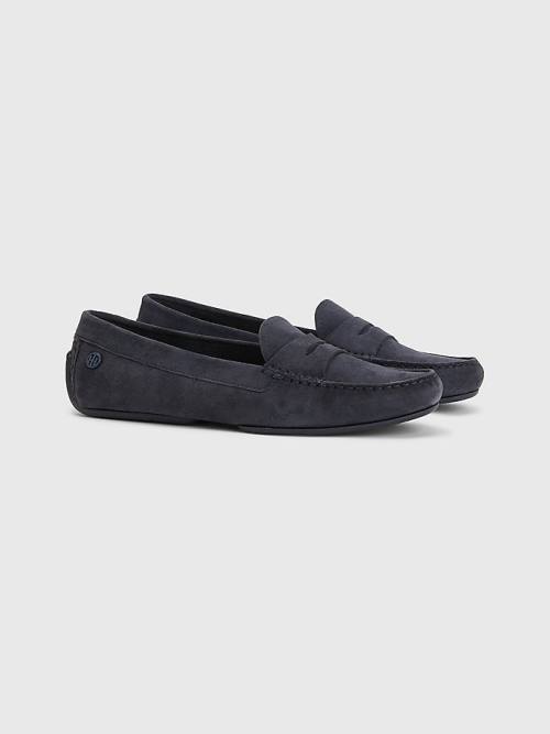 Tommy Hilfiger Essential Velúr Moccasins Loafer Cipő Női Kék | TH305AHB