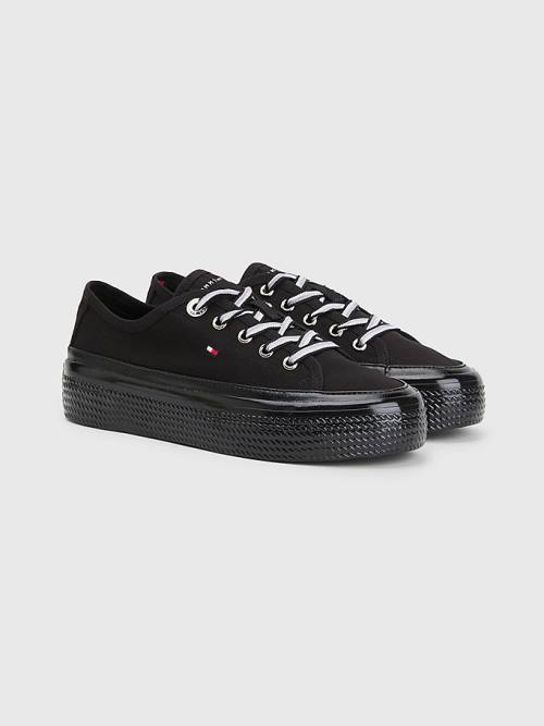 Tommy Hilfiger Essential Vulcanised Flatform Tornacipő Női Fekete | TH524LJN