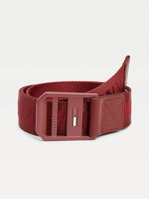 Tommy Hilfiger Essential Webbing Logo Öv Férfi Piros | TH398MBO