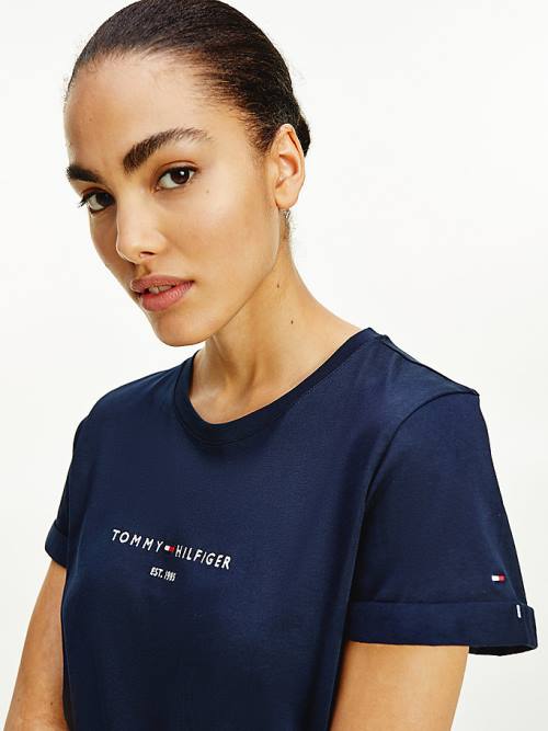 Tommy Hilfiger Essentials Logo Rövid Sleeve Ruha Női Kék | TH982TDA