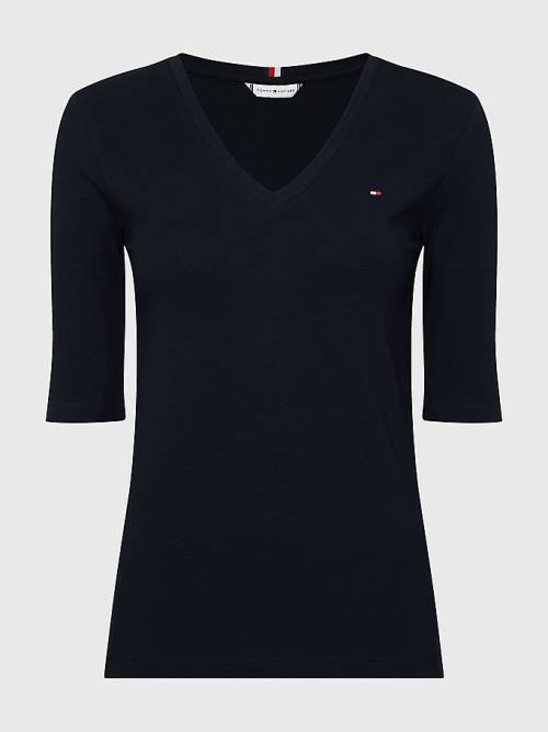 Tommy Hilfiger Essentials Slim Fit Half Sleeve Póló Női Kék | TH280EMX