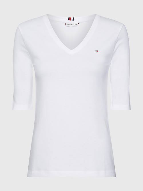 Tommy Hilfiger Essentials Slim Fit Half Sleeve Póló Női Fehér | TH602HLT