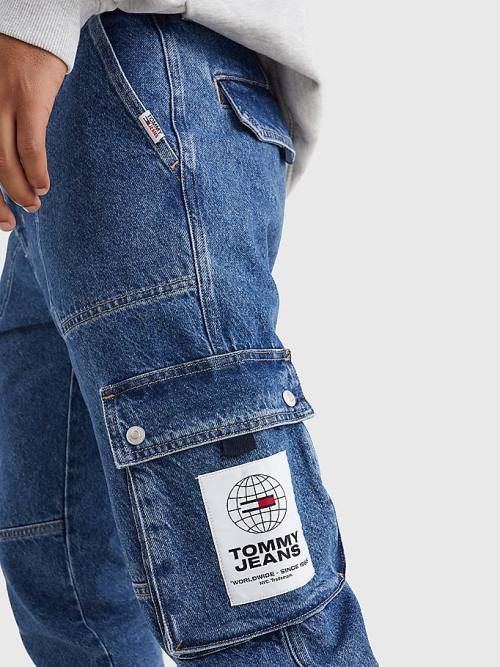 Tommy Hilfiger Ethan Relaxed Fit Cargo Farmer Férfi Denim | TH586LZN