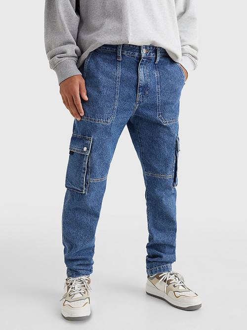 Tommy Hilfiger Ethan Relaxed Fit Cargo Farmer Férfi Denim | TH586LZN