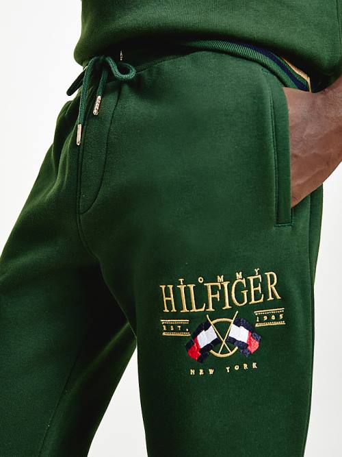 Tommy Hilfiger Exclusive Flag Logo Joggers Nadrág Férfi Zöld | TH187BDS