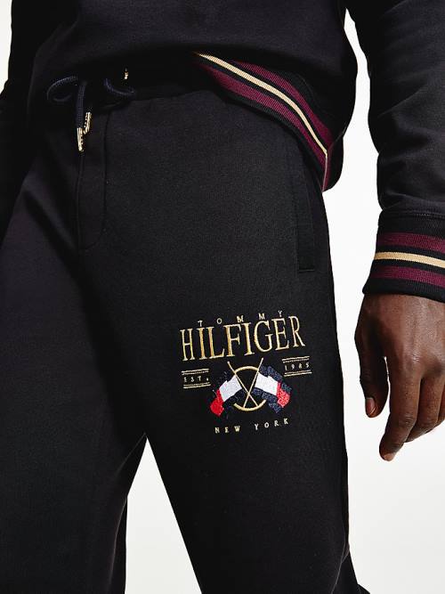 Tommy Hilfiger Exclusive Flag Logo Joggers Nadrág Férfi Fekete | TH237NUX