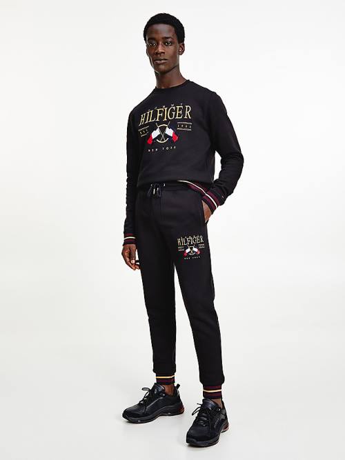 Tommy Hilfiger Exclusive Flag Logo Joggers Nadrág Férfi Fekete | TH237NUX