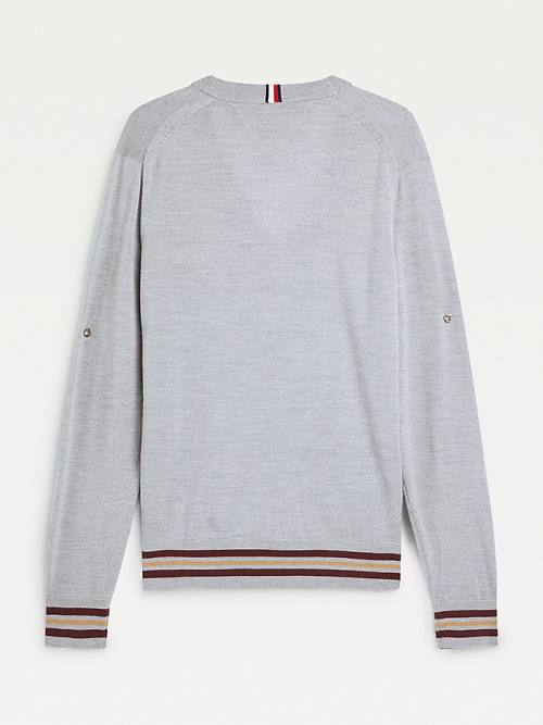 Tommy Hilfiger Exclusive Flag Logo Merino Wool Cardigan Pulóverek Férfi Szürke | TH401IZW