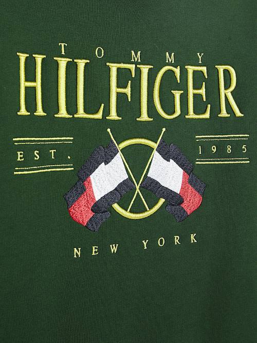 Tommy Hilfiger Exclusive Flag Logo Pulóver Férfi Zöld | TH863FGR