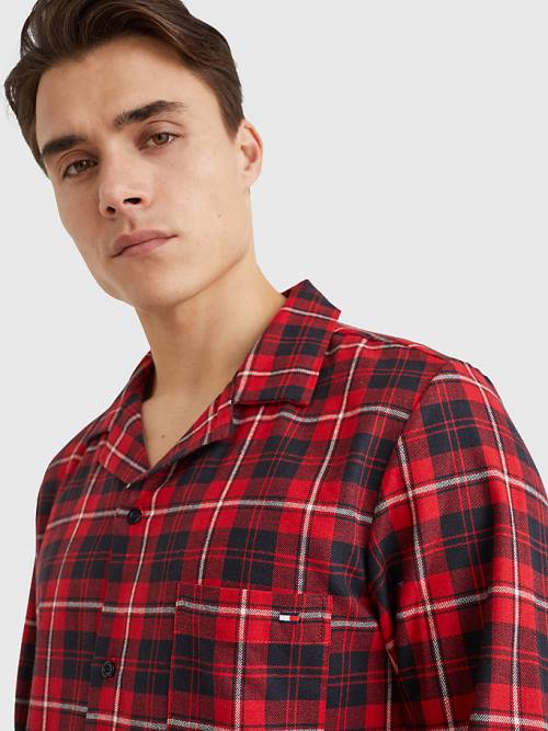 Tommy Hilfiger Exclusive Flannel Shirt And Trousers Set Pizsama Férfi Piros | TH068VYF