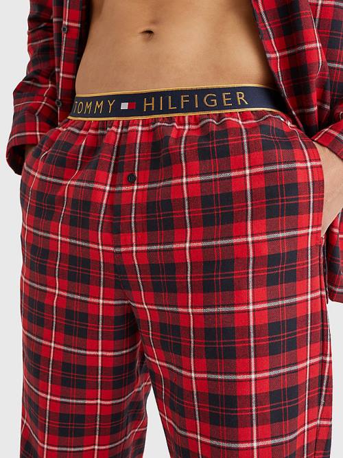 Tommy Hilfiger Exclusive Flannel Shirt And Trousers Set Pizsama Férfi Piros | TH068VYF