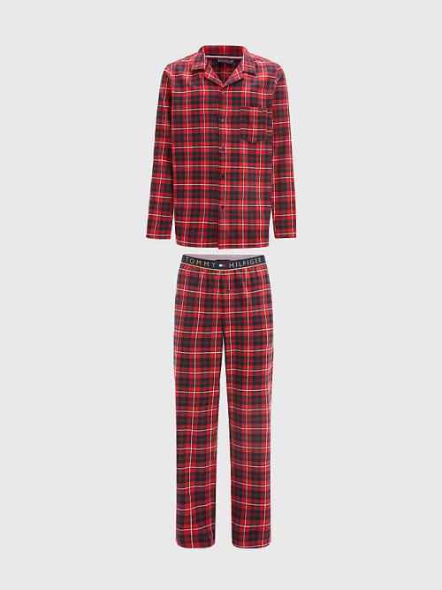 Tommy Hilfiger Exclusive Flannel Shirt And Trousers Set Pizsama Férfi Piros | TH068VYF