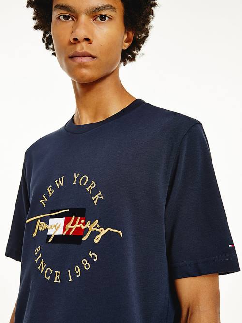 Tommy Hilfiger Exclusive Icons Organic Pamut Póló Férfi Kék | TH924MCG