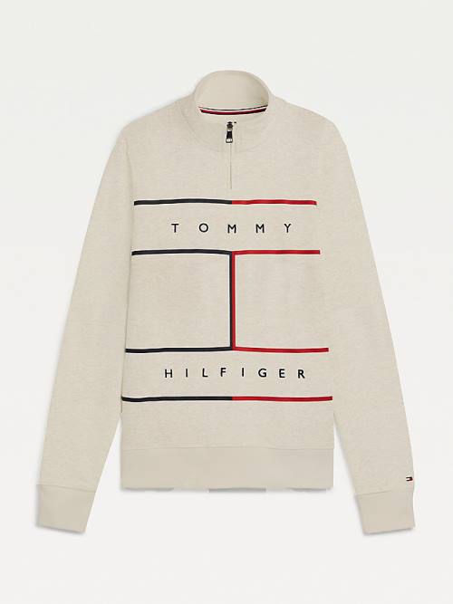 Tommy Hilfiger Exclusive Mock Turtleneck Pulóver Férfi Bézs | TH016XMG