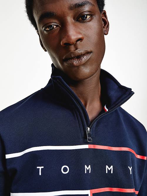 Tommy Hilfiger Exclusive Mock Turtleneck Pulóver Férfi Kék | TH284IQS