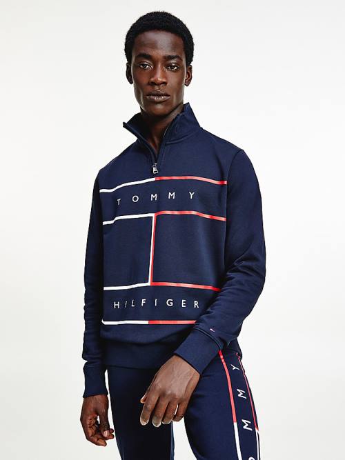 Tommy Hilfiger Exclusive Mock Turtleneck Pulóver Férfi Kék | TH284IQS