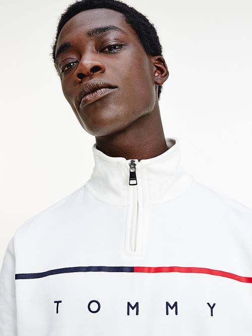 Tommy Hilfiger Exclusive Mock Turtleneck Pulóver Férfi Fehér | TH365ZUP