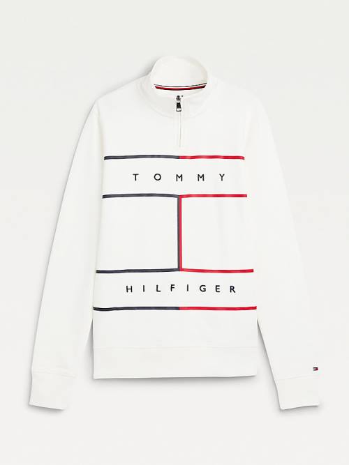 Tommy Hilfiger Exclusive Mock Turtleneck Pulóver Férfi Fehér | TH365ZUP