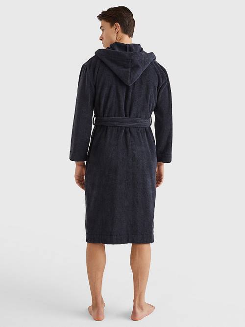 Tommy Hilfiger Exclusive Organic Pamut Monogram Bathrobe Pizsama Férfi Kék | TH809EZS