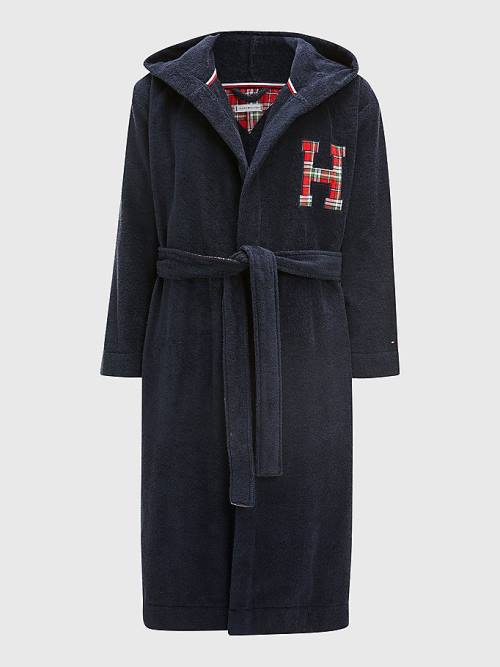 Tommy Hilfiger Exclusive Organic Pamut Monogram Bathrobe Pizsama Férfi Kék | TH809EZS