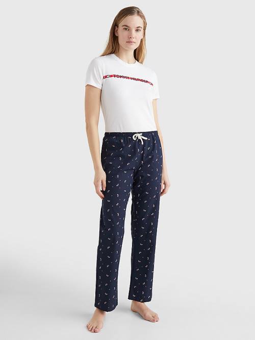 Tommy Hilfiger Exclusive Organic Pamut Print Nadrág Női Kék | TH903RQJ