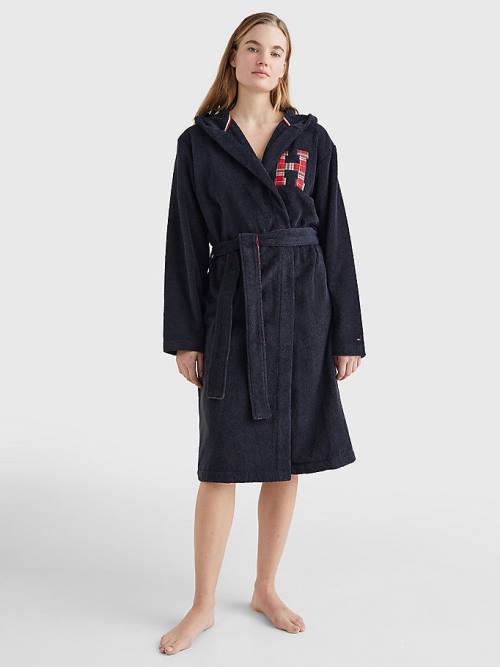 Tommy Hilfiger Exclusive Organic Pamut Towelling Bathrobe Pizsama Női Kék | TH428UHN