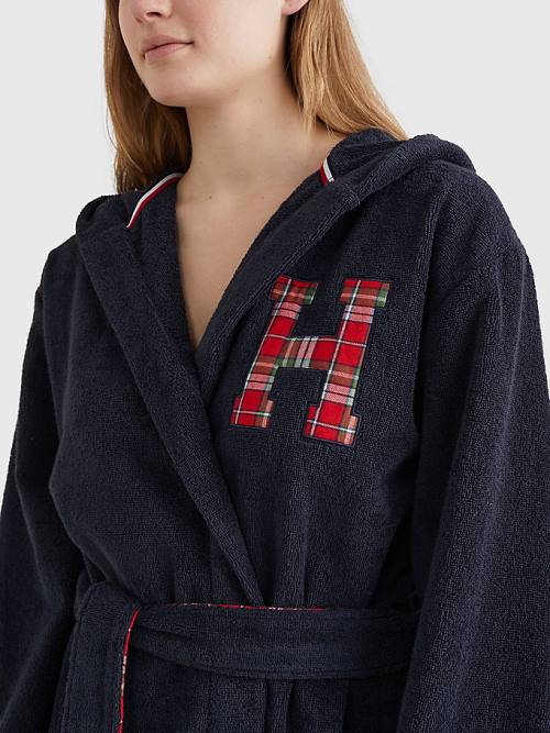 Tommy Hilfiger Exclusive Organic Pamut Towelling Bathrobe Pizsama Női Kék | TH428UHN