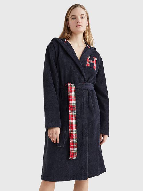 Tommy Hilfiger Exclusive Organic Pamut Towelling Bathrobe Pizsama Női Kék | TH428UHN