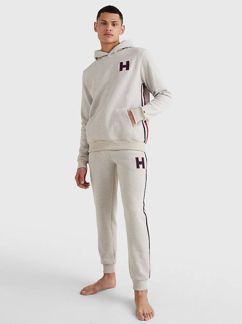 Tommy Hilfiger Exclusive Signature Detail Monogram Kapucnis Pulóver Férfi Bézs | TH613HNS