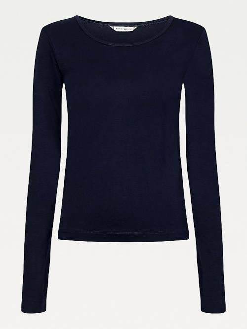 Tommy Hilfiger Extra Slim Fit Long Sleeve Póló Női Kék | TH340FUC