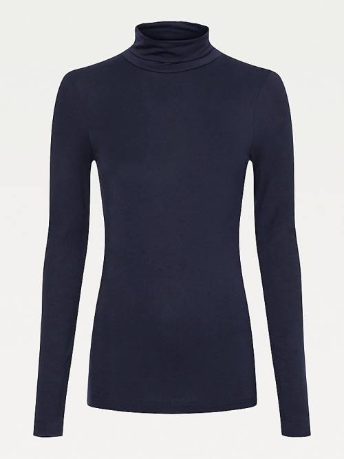 Tommy Hilfiger Extra Slim Fit Roll Neck Póló Női Kék | TH570ACJ