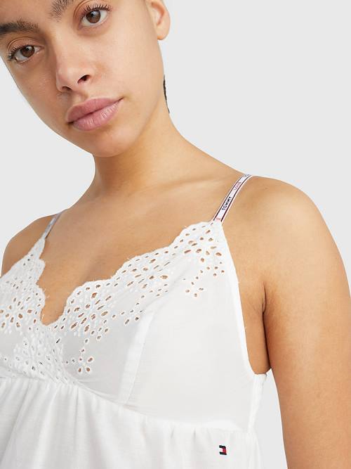 Tommy Hilfiger Eyelet Csipke Cami Pizsama Női Fehér | TH219ATS