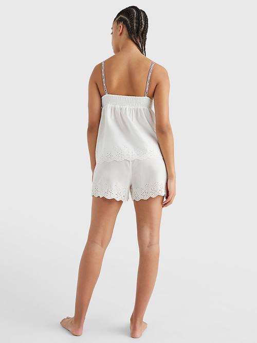 Tommy Hilfiger Eyelet Csipke Cami Pizsama Női Fehér | TH219ATS