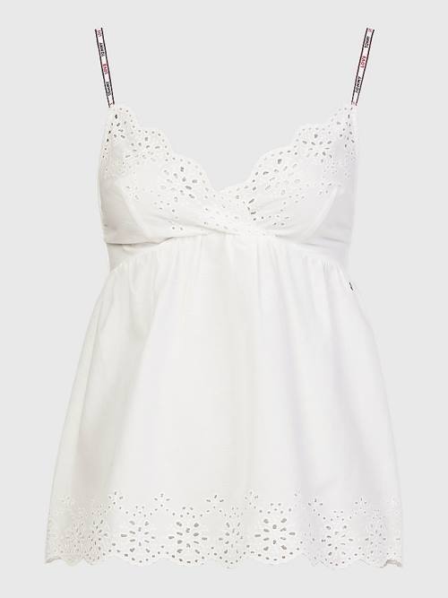 Tommy Hilfiger Eyelet Csipke Cami Pizsama Női Fehér | TH219ATS