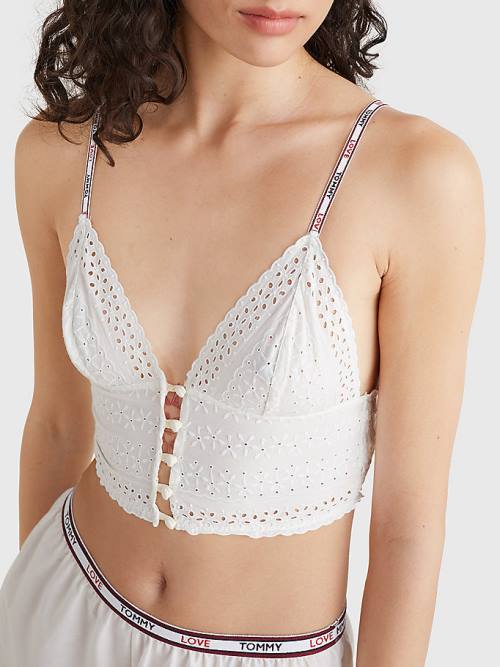 Tommy Hilfiger Eyelet Csipke Longline Bra Fehérnemű Női Fehér | TH089VZW