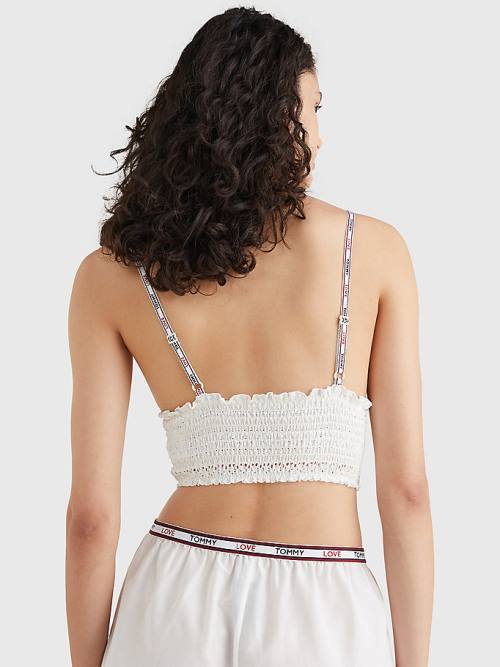 Tommy Hilfiger Eyelet Csipke Longline Bra Fehérnemű Női Fehér | TH089VZW