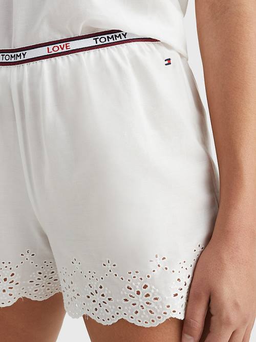 Tommy Hilfiger Eyelet Csipke Shorts Pizsama Női Fehér | TH067DJB