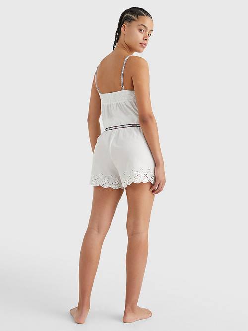 Tommy Hilfiger Eyelet Csipke Shorts Pizsama Női Fehér | TH067DJB