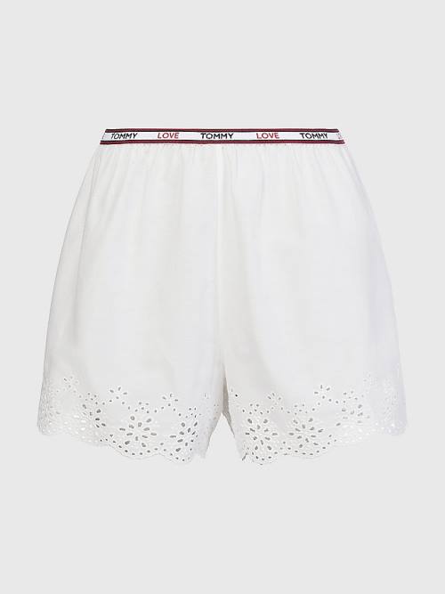 Tommy Hilfiger Eyelet Csipke Shorts Pizsama Női Fehér | TH067DJB