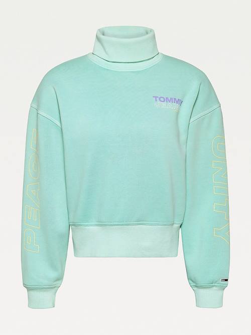 Tommy Hilfiger Faded Boxy Turtleneck Pulóver Női Zöld | TH326ERS