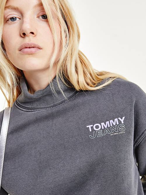 Tommy Hilfiger Faded Boxy Turtleneck Pulóver Női Fekete | TH906QHP