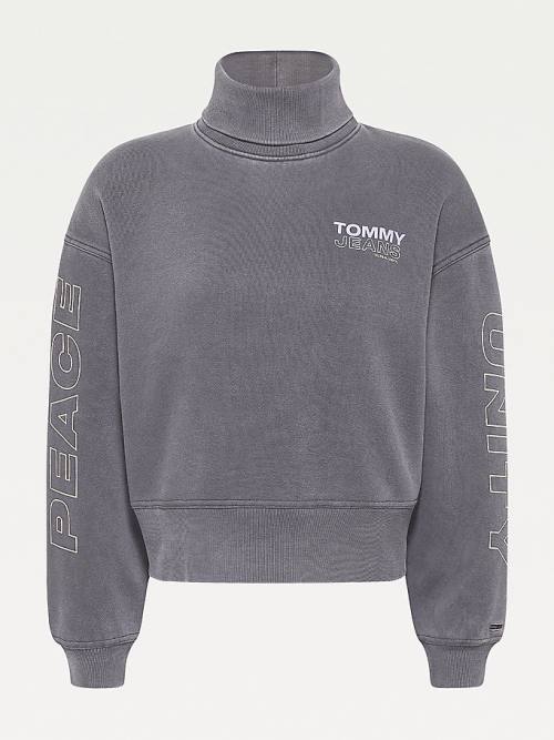 Tommy Hilfiger Faded Boxy Turtleneck Pulóver Női Fekete | TH906QHP