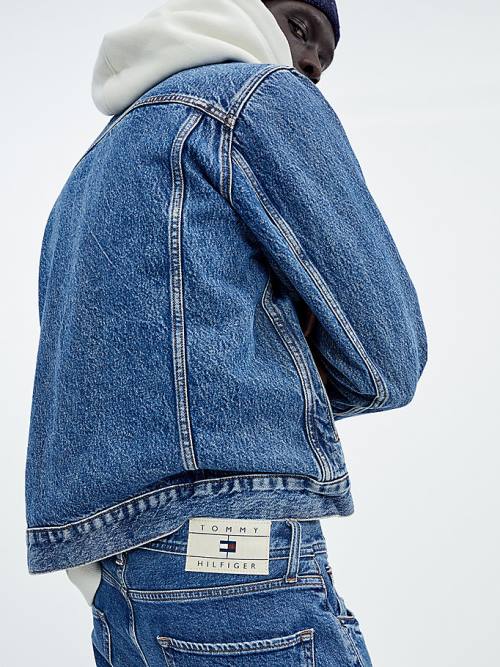 Tommy Hilfiger Faded Rigid Denim Trucker Kabát Férfi Denim | TH320YRI