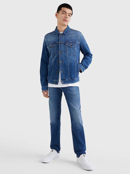 Tommy Hilfiger Faded Stretch Denim Kabát Férfi Denim | TH149VKC