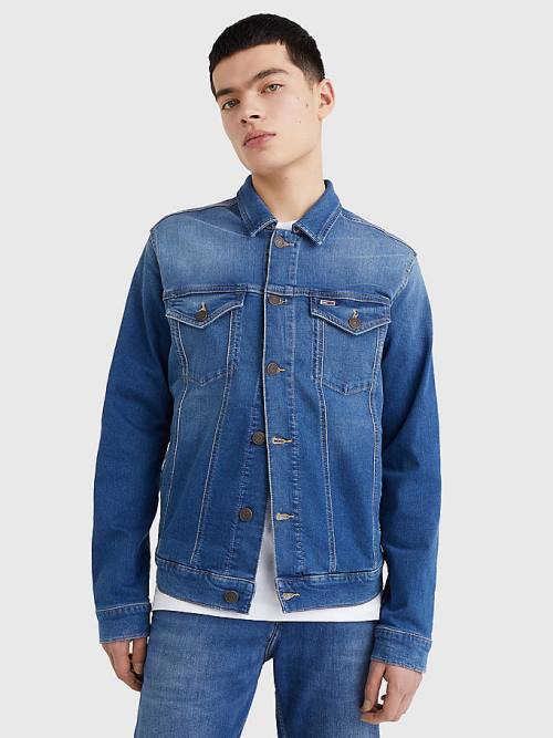 Tommy Hilfiger Faded Stretch Denim Kabát Férfi Denim | TH149VKC