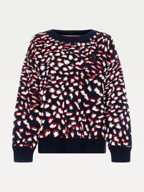 Tommy Hilfiger Feather Jacquard Oversized Monogram Jumper Pulóverek Női Lila | TH469YEX