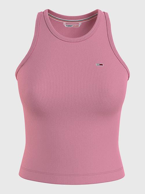 Tommy Hilfiger Feminine Ribbed Tank Top Póló Női Rózsaszín | TH315RSB