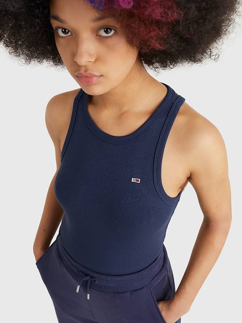 Tommy Hilfiger Feminine Ribbed Tank Top Póló Női Kék | TH376VXJ