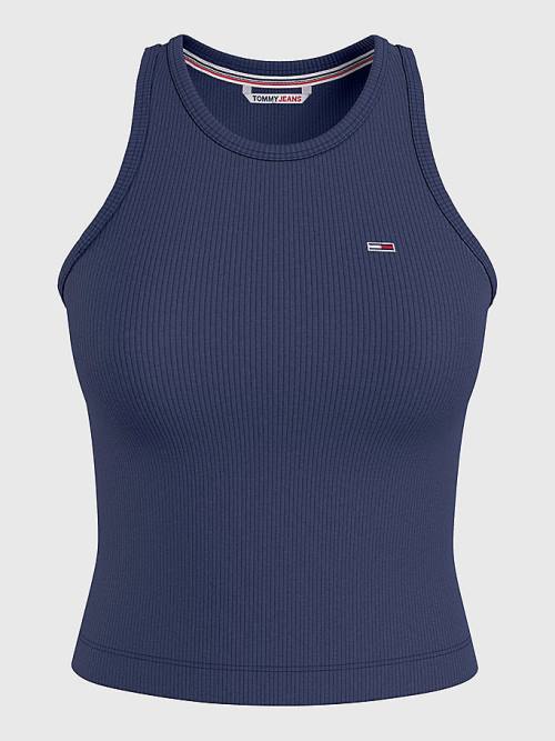 Tommy Hilfiger Feminine Ribbed Tank Top Póló Női Kék | TH376VXJ